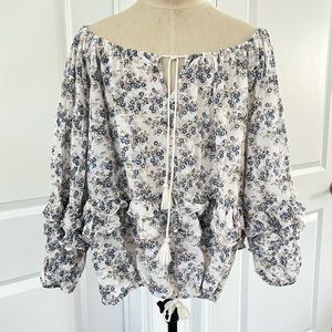 RL Denim & Supply Floral Boho Peasant Blouse